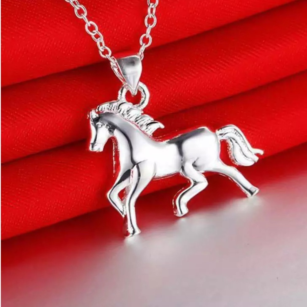 New Sterling Silver Horse Necklace & Earrings Set - Picture 4 of 6